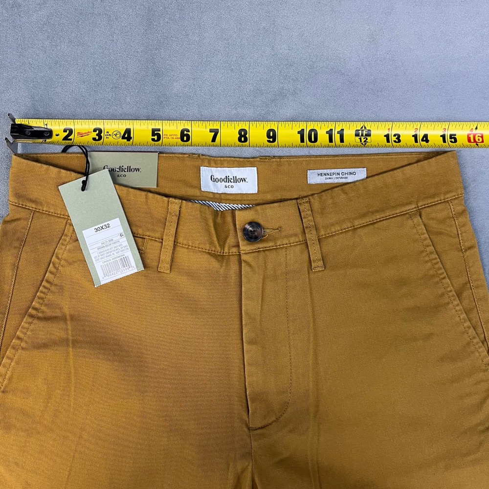 NWT Goodfellow & Co Men Skinny Fit Hennepin Chino Pants in Mustard Yellow, 30X32 - Picture 7 of 7